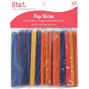 STAT POPSTICKS Wooden Coloured Assorted Pack of 150