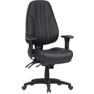 ROVER-1HA ERGONOMIC LEATHER CHAIR BLACK with Adjustable Arms