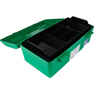 GREEN PLASTIC CASES WITH LIFTOUT TRAY MEDIUM 40 x 23 x 14.5CM