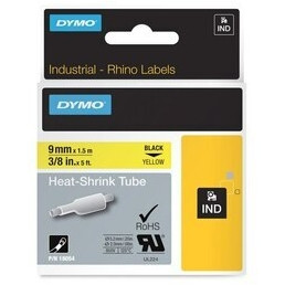 DYMO RHINO HEAT SHRINK TUBE 9MM X 1.5M YELLOW