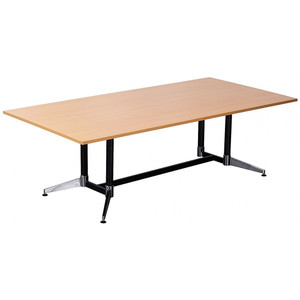 RAPIDLINE TYPHOON EXECUTIVE BOARDROOM TABLE 2400MM X 1200MM X 750MM H TOP COLOUR CHERRY MELAMINE BLACK & CHROME FRAME