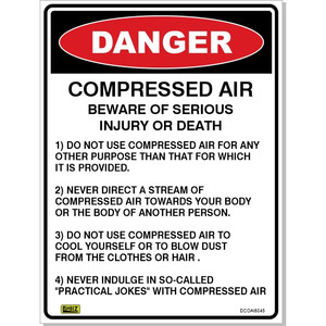Danger Compressed Air Sign Metal *** ETA 5 Business Days from time of order ***