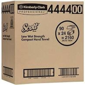 Scott Low Wet Strength Compact Hand Towel White 29.5cm x 19cm 90 Towels/Pack (Carton of 24)