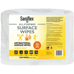 Saniflex Bamboo All Purpose Antibacterial Surface Wipes 1200 x 4 Packs (4800 wipes) SWB-1200