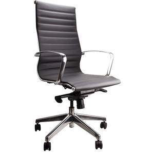 Symphony High Back Bonded Leather Chair Chrome Finish Synchro Mech Black