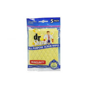 Dr. Shine Multi Purpose Scrub Wipes 10 x 13cm (Pack of 5) Heavy Duty (Pads Come Loaded With Cleaner)