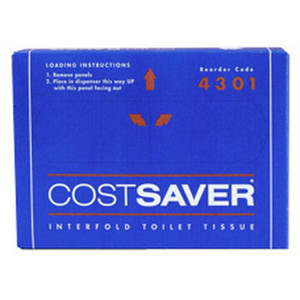 COSTSAVER INTERFOLD TOILET TISSUE 72 PACKS X 200 SHEETS (4301)