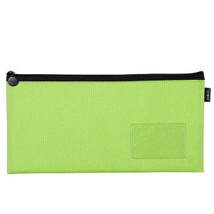 CELCO PENCIL CASE 1 ZIP MED LIME GREEN 350mm x 180mm with Front Insert for Name Card