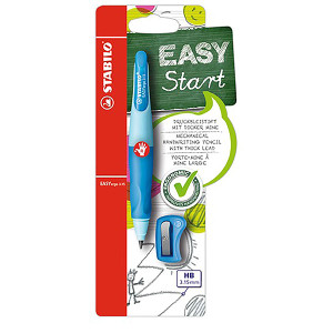 STABILO EASYERGO RIGHT HAND MECHANICAL PENCIL AND SHARPENER BLUE CARD 1