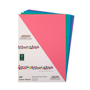 COLOURFUL DAYS COLOURBOARD 200GSM A4 297X210MM ASSORTED COOL PK 2