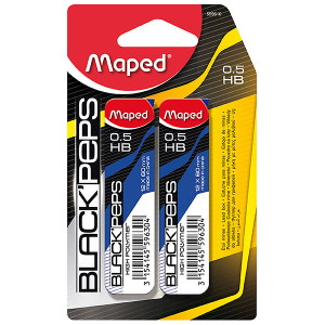 MAPED BLACK PEPS LEAD CASE REFILL HB PACK 2 0.5MM (PK2)