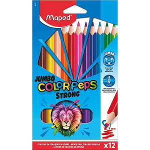 MAPED STRONG COLOUR PENCILS JUMBO PACK 12 ASSORTED