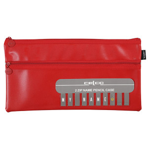 CELCO PENCIL CASE RED 350mm x 180mm with Name Card Insert