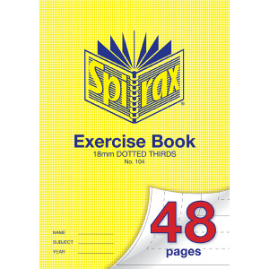 SPIRAX 104 EXERCISE BOOK A4 48PG 18MM DOTTED THIRDS 70gsm