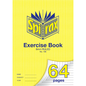 SPIRAX 106 EXERCISE BOOK A4 64PG 8MM 70gsm