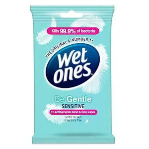 Wet Ones Be Gentle Anti-Bacterial Wipes, Pack of 15 Wipes