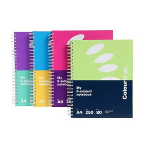 COLOURHIDE NOTEBOOK A4 H/COVE 5SUBJECT 250PG ASTD