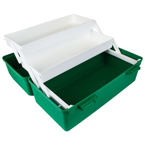 AEROCASE Green Plastic Tacklebox with 2 Trays 20 x 40 x 23cm