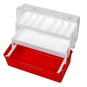 AEROCASE Red and White Plastic Tacklebox with 2 Trays 20 x 40 x 23cm, Each