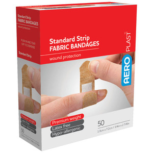 AEROPLAST PREMIUM FABRIC BANDAGES Standard Strip 7.2 x 1.9cm	Box of 100