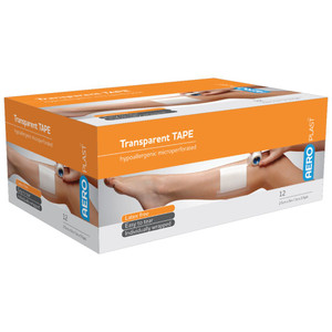 AEROTAPE Transparent Plastic Tape 2.5cm x 5M, Box of 12