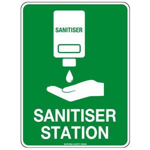 Poly Hand Sanitiser Station Sign 30 x 22.5cm, Each