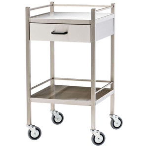 Small Stainless Steel Trolley with Drawer 50 x 50 x 97cm, Each
