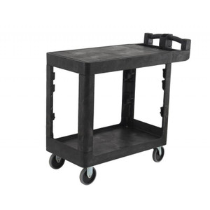 230KG RATED BITBAR 2 FLAT SHELF UTILITY CART BLACK - (L) 97.8cm x (W) 43.5cm x (H) 96.8cm