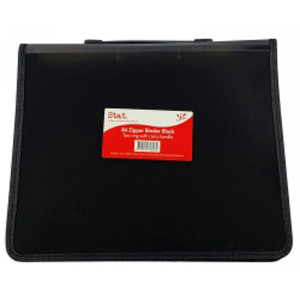 Stat A4 2R Zipper Binder with Handle 25mm Black