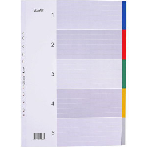 Bantex Divider A3 5 Tabs Portrait Assorted