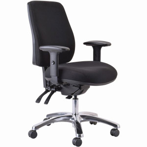 Buro Roma Executive High Back 24/7 Chair With Arms Alloy Base Black Fabric