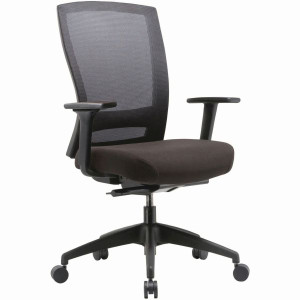 BURO MENTOR MESH BACK SYNCHRO CHAIR, ADJ ARMS, BLACK NYLON BASE