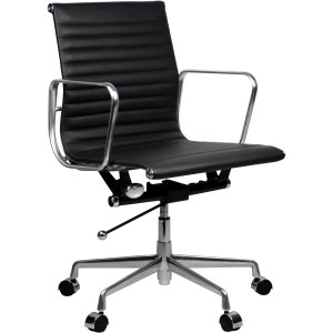 AERO MID-BACK MANAGER CHAIR W 590 x D 610 x H 930-990mm Black leather