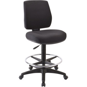 Buro Roma Mid Back Drafting Chair with Foot Ring Black Fabric Seat and Back