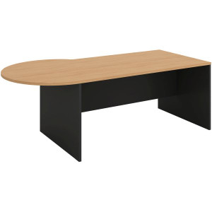 P SHAPE DESK 2100 x 900/1050 x 720 LHS BEECH / CHARCOAL