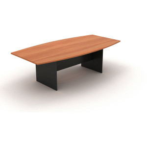 OM Classic Boardroom Table 720Hx2400Wx1200mmD Boat Shape Top Cherry and Charcoal