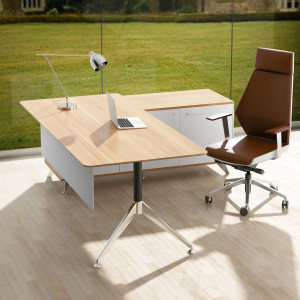 POTENZA DESK WITH RETURN W 1950 x D 1850 x H 750mm Virginia Walnut/White