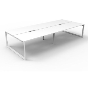 Deluxe Loop Workstation 4 Person No Screen 1200Wx750D White Top White Double Frame