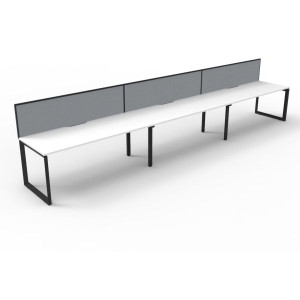 Deluxe Loop Workstation 3 Person With Screen 1800Wx750D White Top Black Single Frame