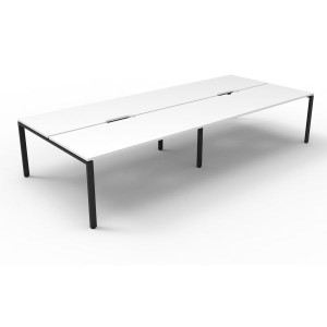 Deluxe Profile Workstation 4 Person No Screen 1200Wx750D White Top Black Double Frame