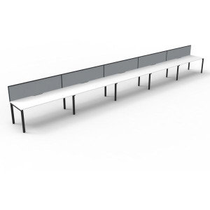 Deluxe Profile Workstation 5 Person With Screen 1200Wx750D White Top Black Single Frame