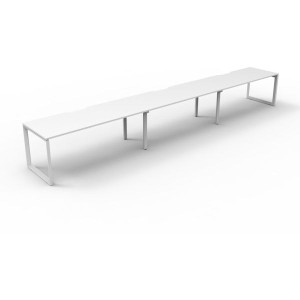 Deluxe Loop Workstation 3 Person No Screen 1200Wx750D White Top White Single Frame