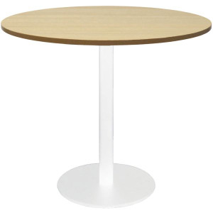 Rapidline Round Meeting Table 900mm Diam Top Natural Oak with White Satin