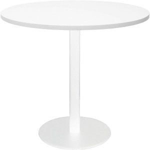 Rapidline Round Meeting Table 900mm Diam Top Natural White with White Satin