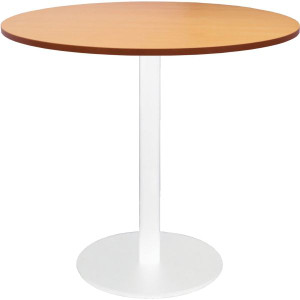 Rapidline Round Meeting Table 900mm Diam Top Beech with White Satin Base