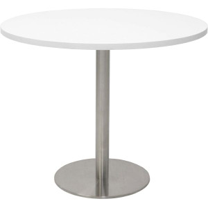 Rapidline Round Meeting Table 900mm Diam Top Natural White Stainless Steel