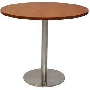 Rapidline Round Meeting Table 900mm Diam Top Cherry Stainless Steel