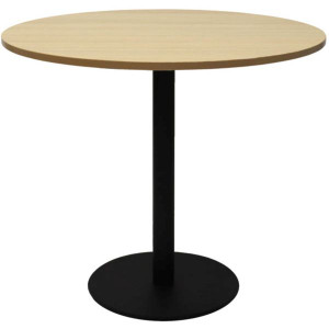 Rapidline Round Meeting Table 1200mm Diam Top Natural Oak with Black