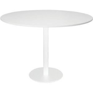 Rapidline Round Meeting Table 1200mm Diam Top Natural White White Satin