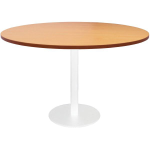 Rapidline Round Meeting Table 1200mm Diam Top Beech with White Satin Base